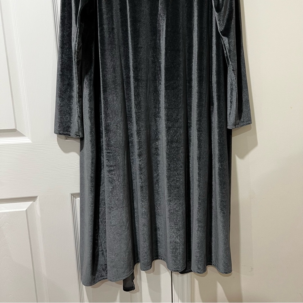 Velvet Lularoe Size Large Grey Velvet Sarah Cardigan Long Duster With Pockets - Picture 6 of 10